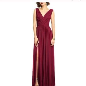 Sleeveless Draped Chiffon Maxi Dress Front Slit STYLE‎ 2894 Dessy Collection NEW